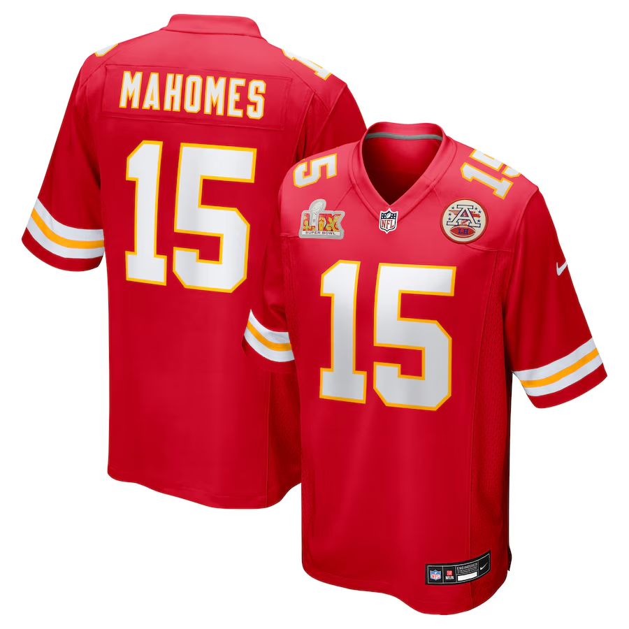 Men's Kansas City Chiefs Patrick Mahomes #15 Red Super Bowl LIX Jersey